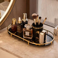 Makeup Storage Organizer - Luxury Golden Cosmetic Organizer Tray by Wahaj Decor