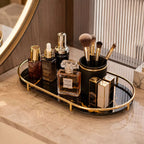 Makeup Storage Organizer - Luxury Golden Cosmetic Organizer Tray by Wahaj Decor
