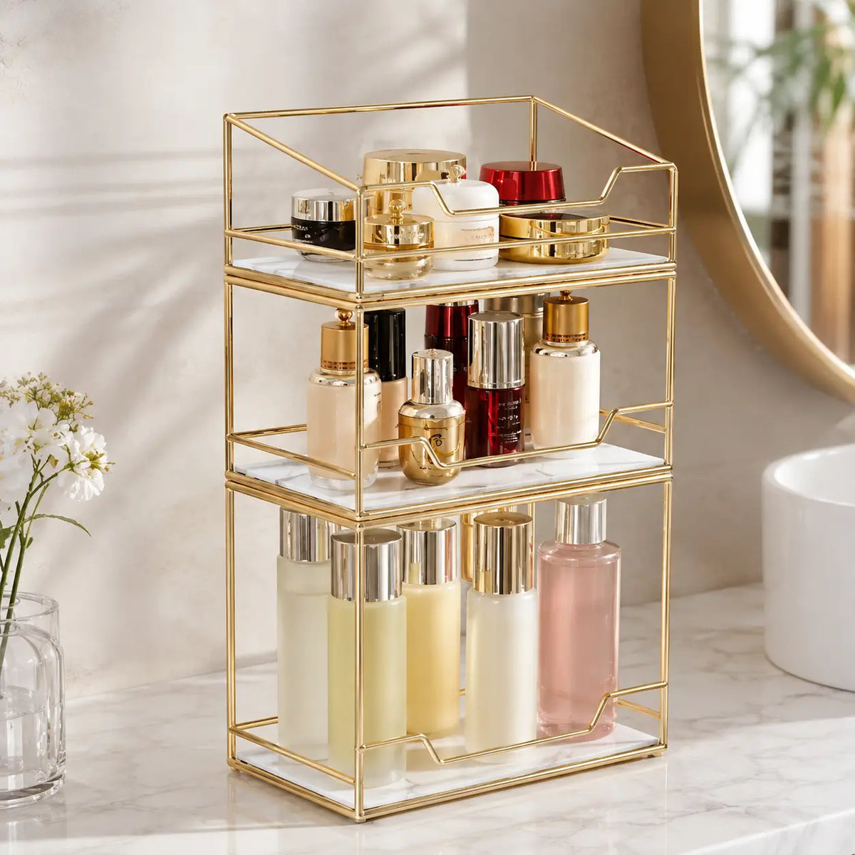 3 Tier Makeup Organizer | Stylish Countertop Storage for Makeup, Skincare & Perfumes