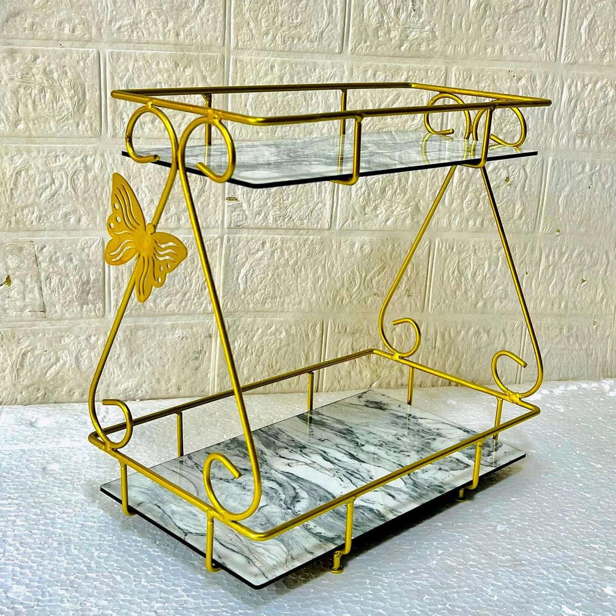 2 Layers Butterfly Makeup Organizer - Premium Metal Cosmetic Organizer for Vanity & Beauty Storage