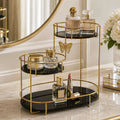 3-Tier Butterfly Makeup and Perfume Organizer with Golden Metal Frame and Acrylic Trays