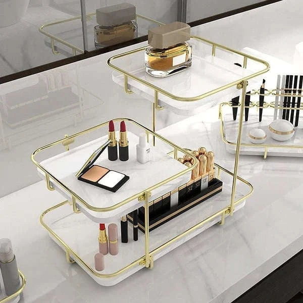 Modern Design Free-Standing 3-Tier Makeup Organizer Shelf – Stylish Cosmetic Storage Solution (2)