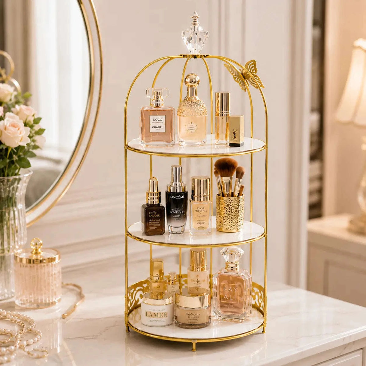 3-Layer Vanity Cage Cosmetic Organizer