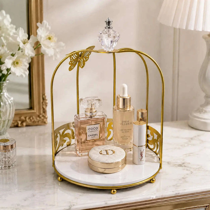 Cage Butterfly Makeup Storage Rack for Vanity
