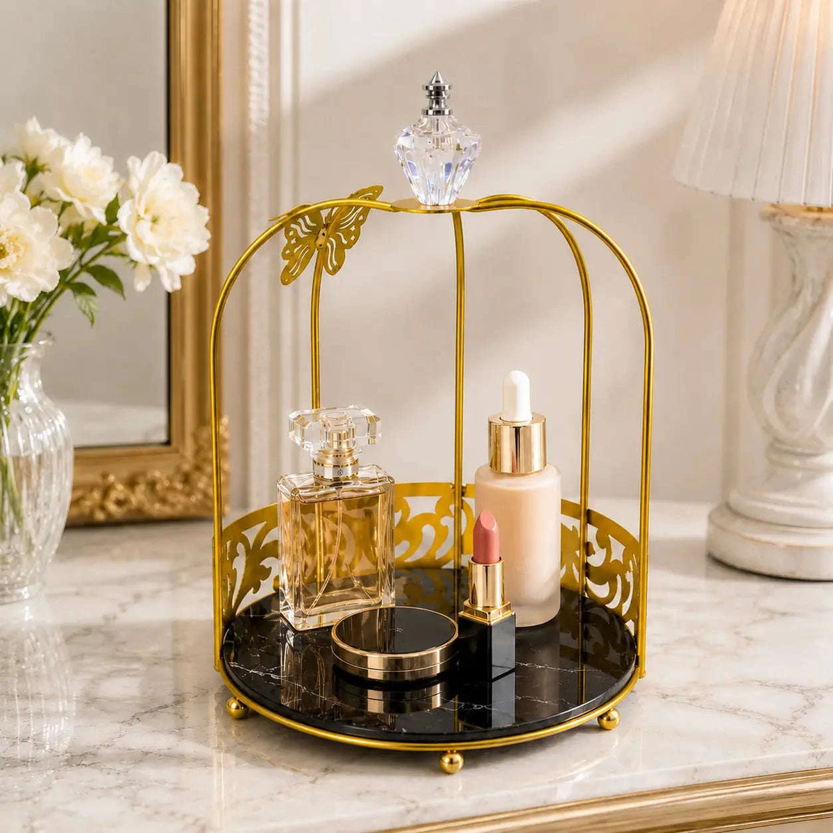Cage Butterfly Makeup Storage Rack for Vanity (4)