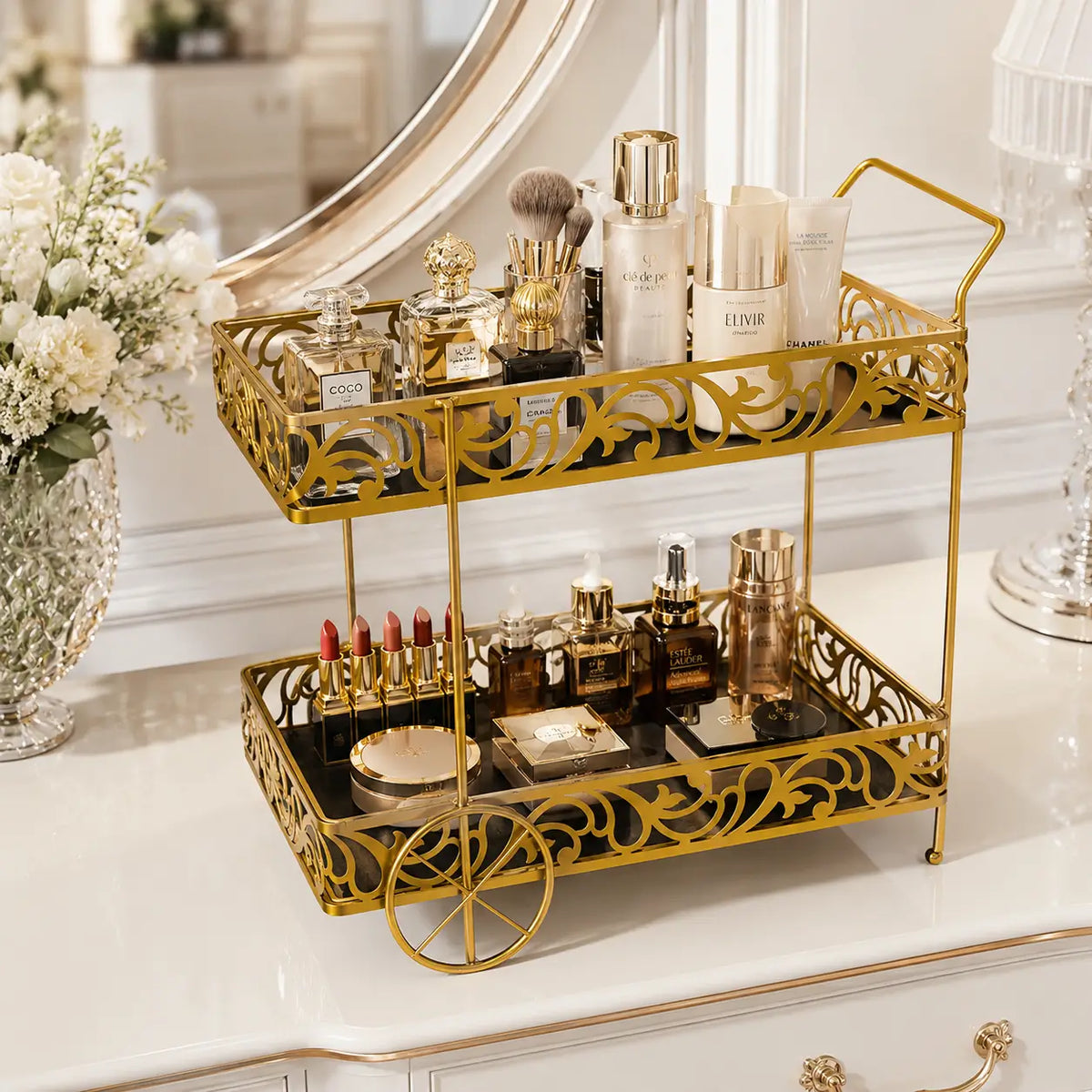 Stylish Trolley Makeup Organizer Stand