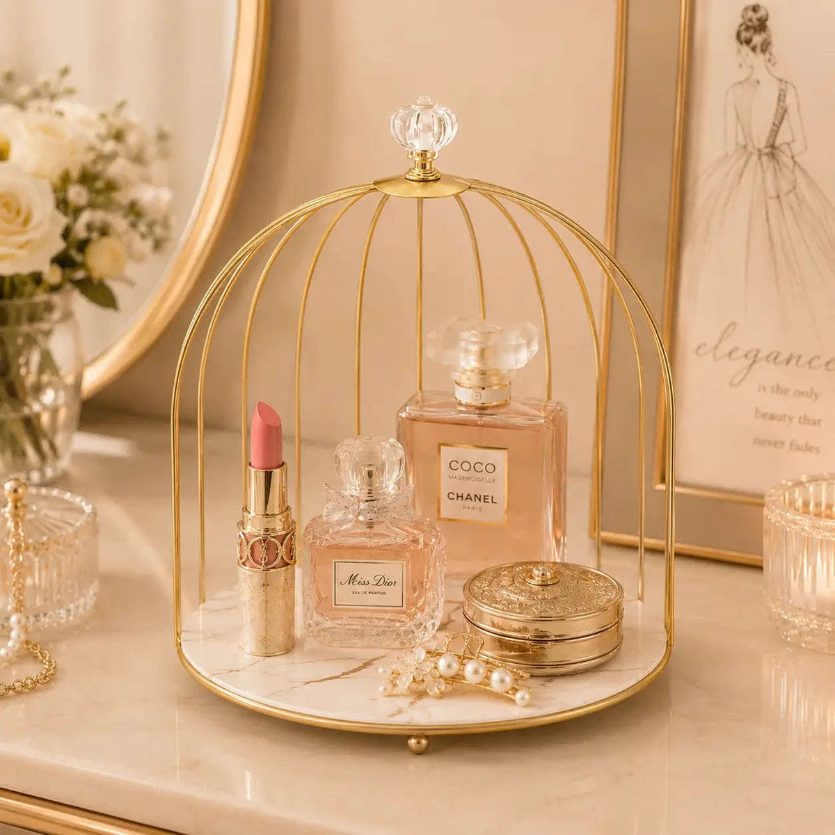 Bird Cage Makeup Storage Rack (2)