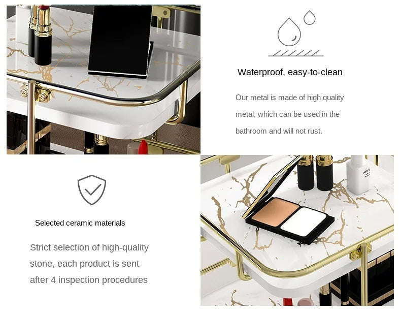 Modern Design Free Standing 2-Tier Makeup Organizer Shelf – Stylish Storage for Vanity (2)