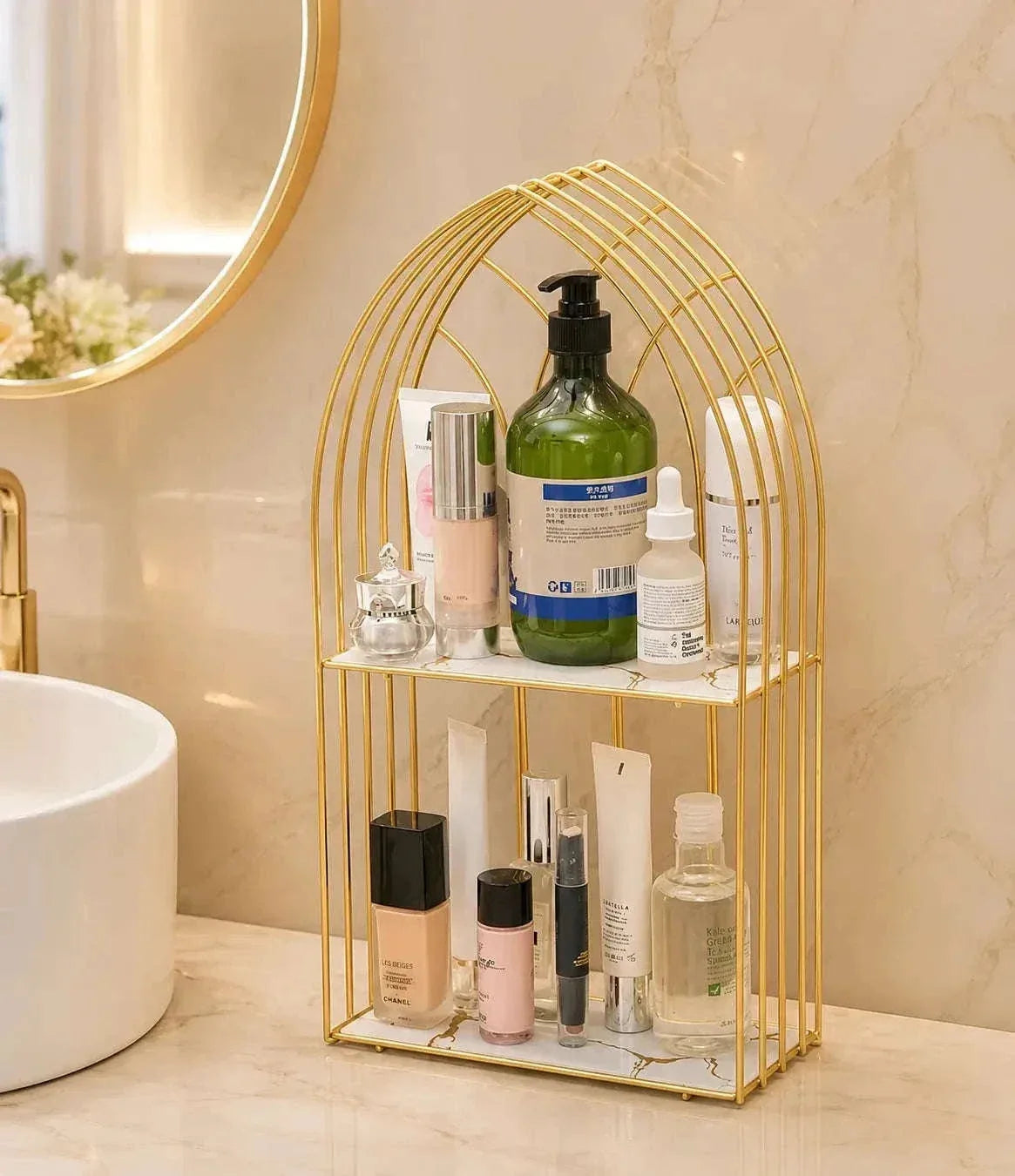 2-Layer Arc Design Cosmetic Organizer & Washroom Rack