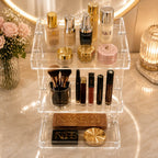 3 layer acrylic makeup shelf