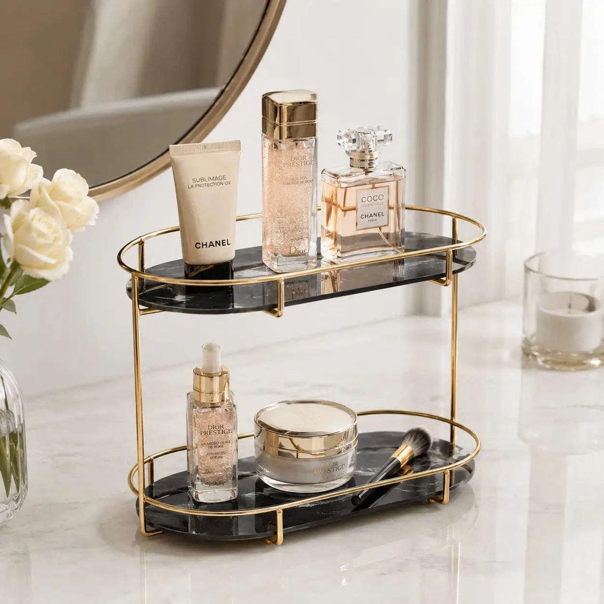 2-Tier Free Standing Makeup Organizer Shelf (4)