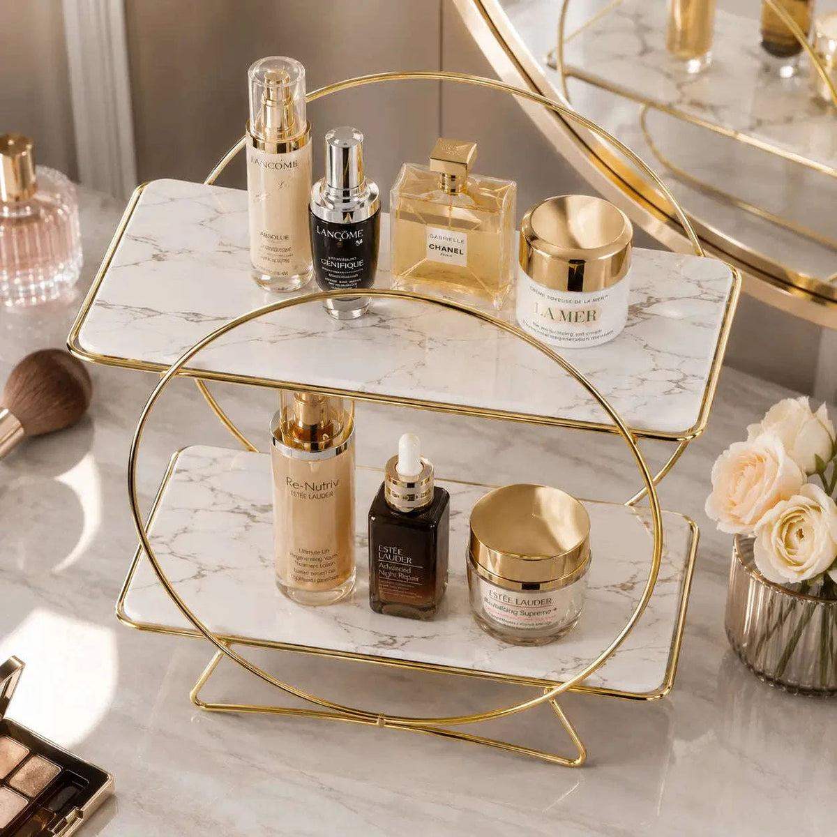 2-Tier Gold Cosmetic Organizer Stand