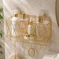 Wall Mounted Bathroom Storage Rack with Hooks for Towels and Accessories