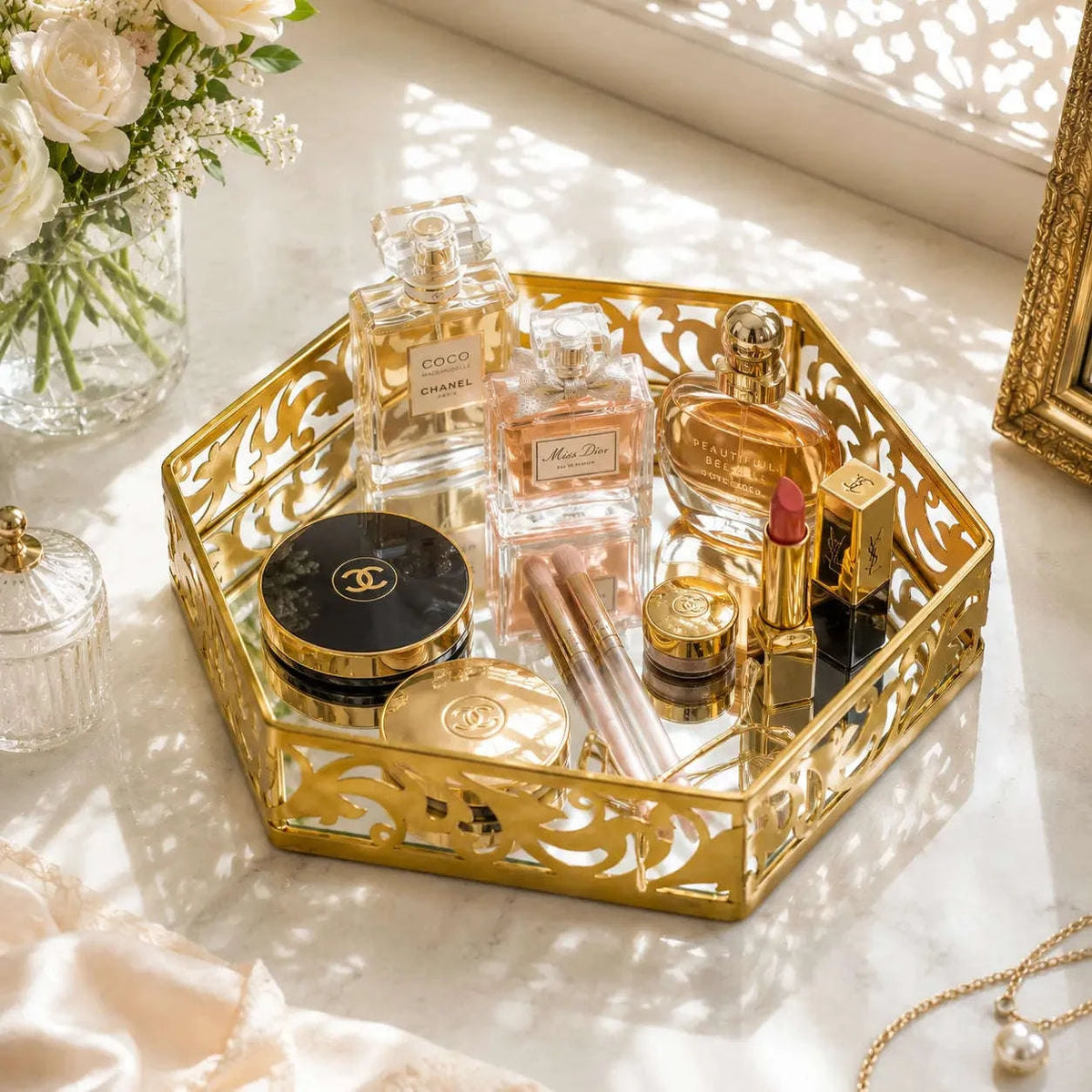 Luxury Hexagonal Makeup Vanity Organizer (1)
