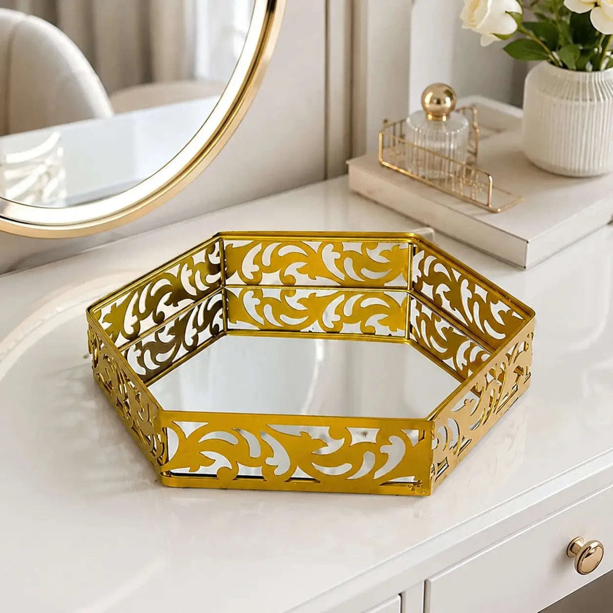 Luxury Hexagonal Makeup Vanity Organizer (2)