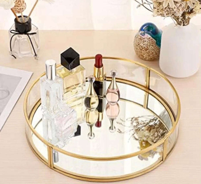Metal & Glass Jewelry Storage Mirror – Elegant Organizer for Jewelry & Cosmetics (1)
