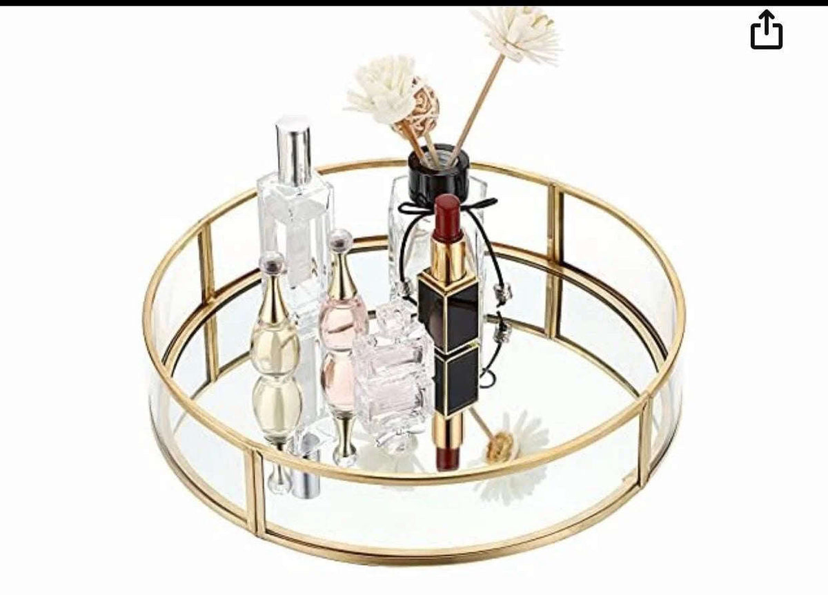 Metal & Glass Jewelry Storage Mirror – Elegant Organizer for Jewelry & Cosmetics (2)