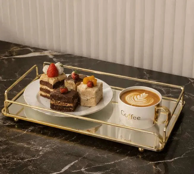 Gold Metal Serving Tray -Luxury Serving Tray by Wahaj Decor