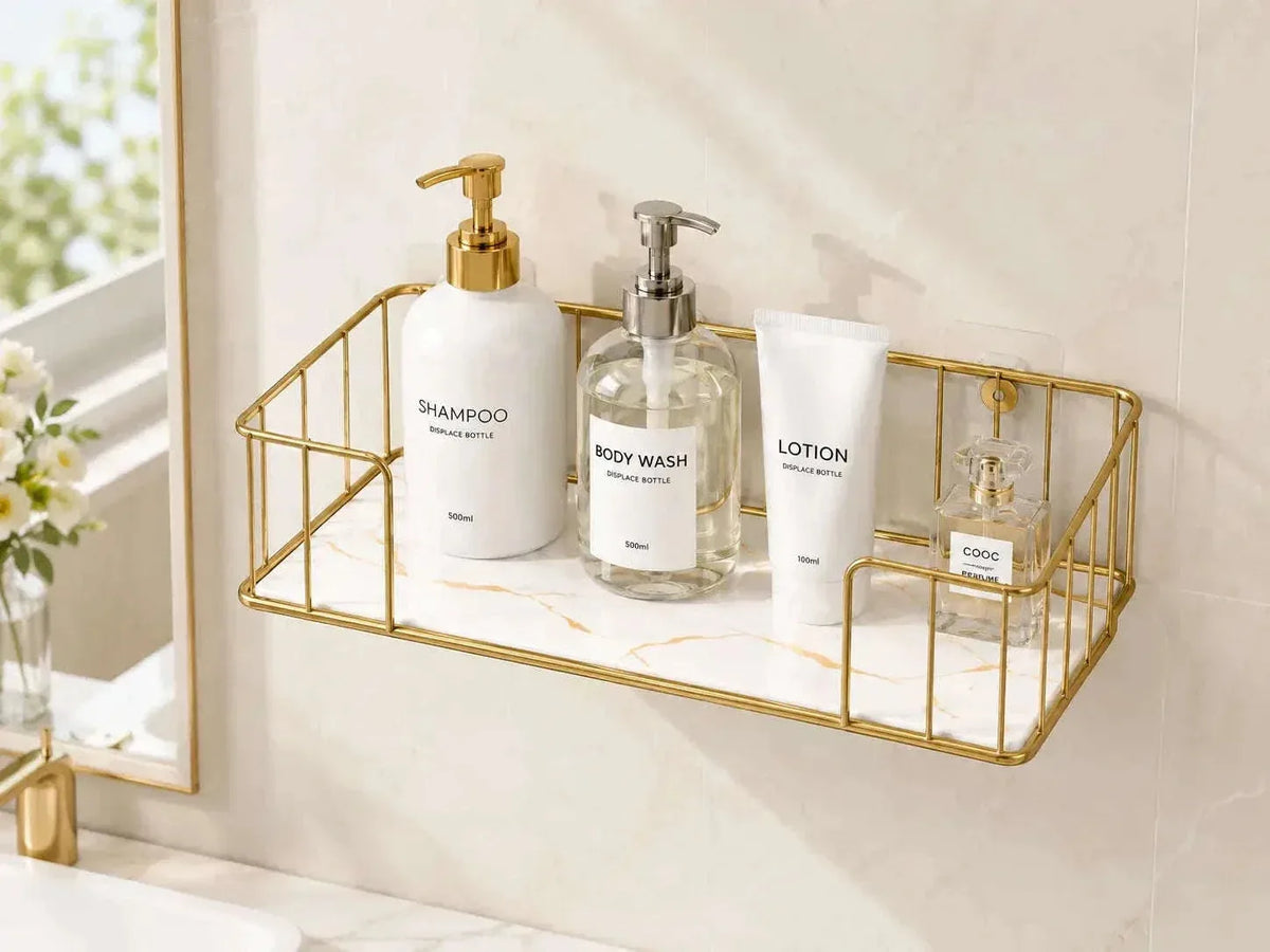 Wall-mounted bathroom storage rack (1)