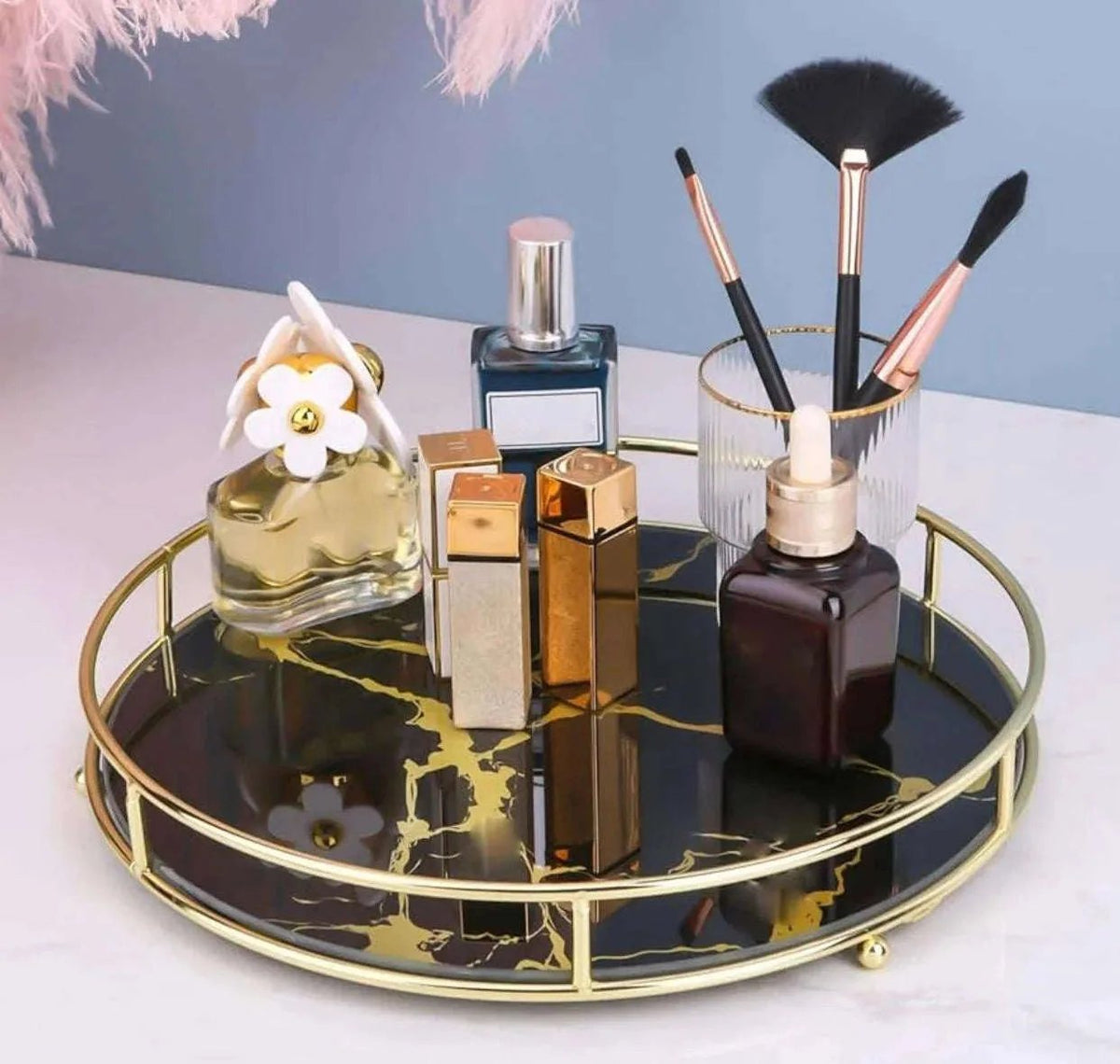 Makeup Round Tray for Perfume, Jewelry & Cosmetics – Stylish Vanity Organizer Display (3)