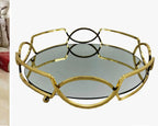 Metal & Glass Cosmetics Storage Round Tray with Mirror – Elegant Organizer for Makeup & Jewelry (4)