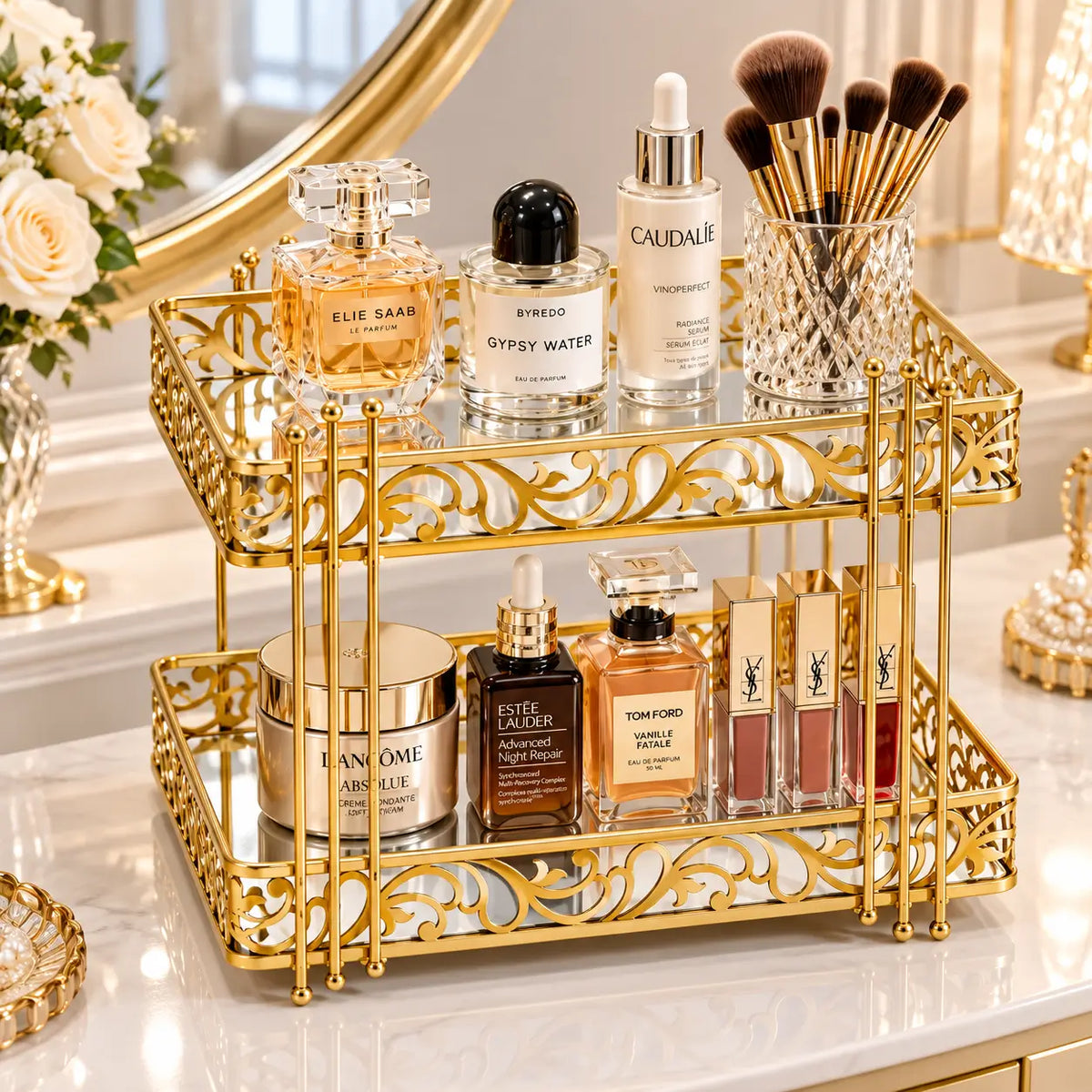 Stylish Metal Makeup Organizer Stand