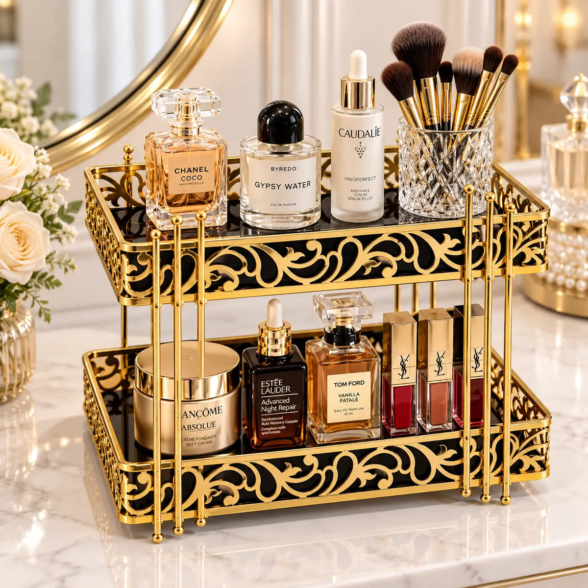 Stylish Metal Makeup Organizer Stand