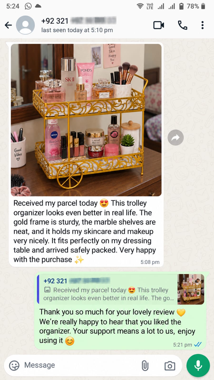 Customer WhatsApp screenshot 5