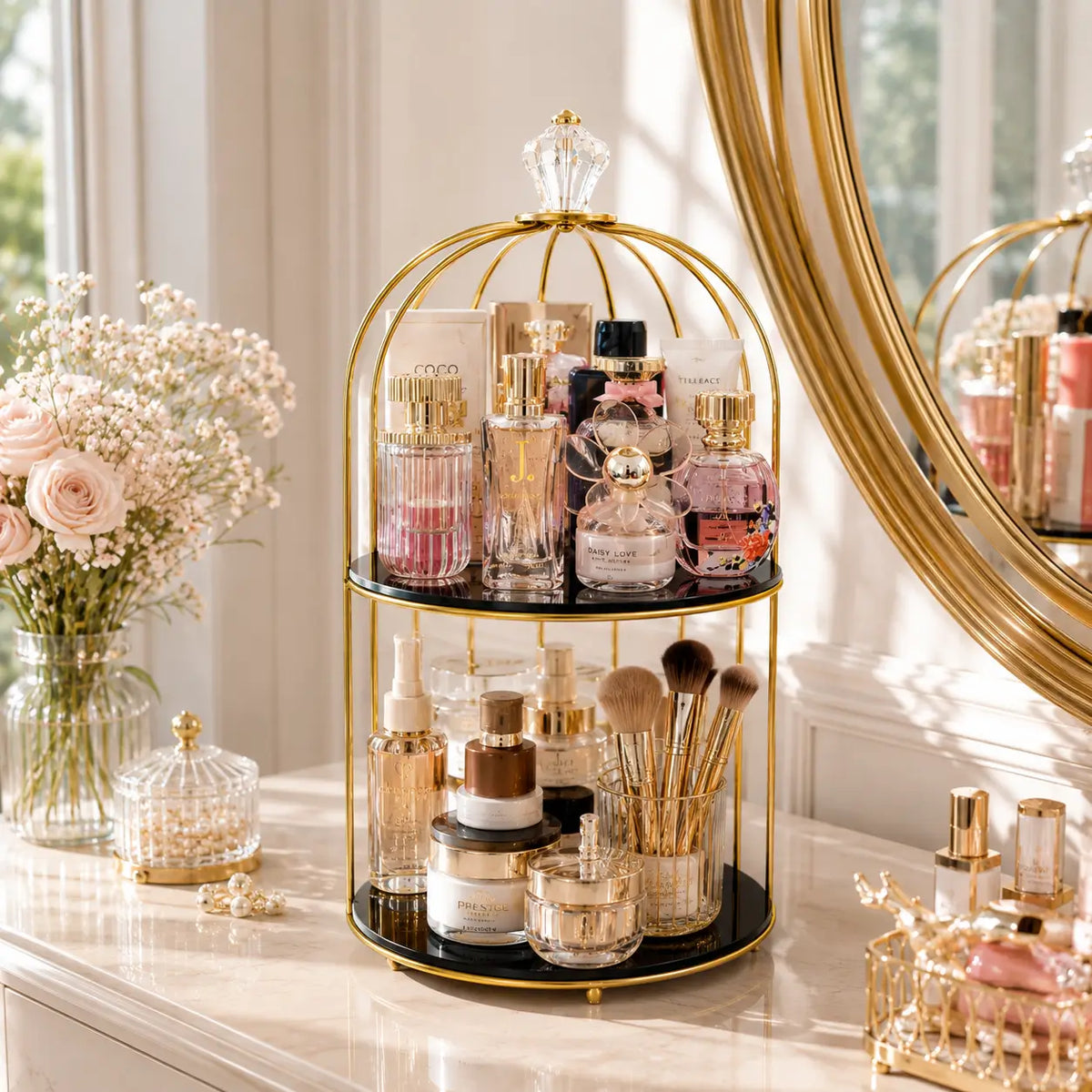 2-Tier Bird Cage Cosmetic Organizer