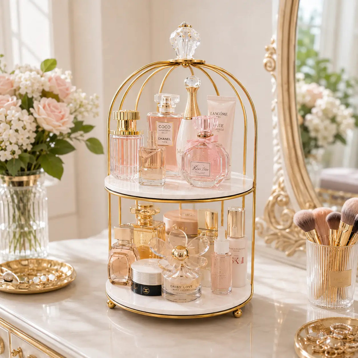 2-Tier Bird Cage Cosmetic Organizer