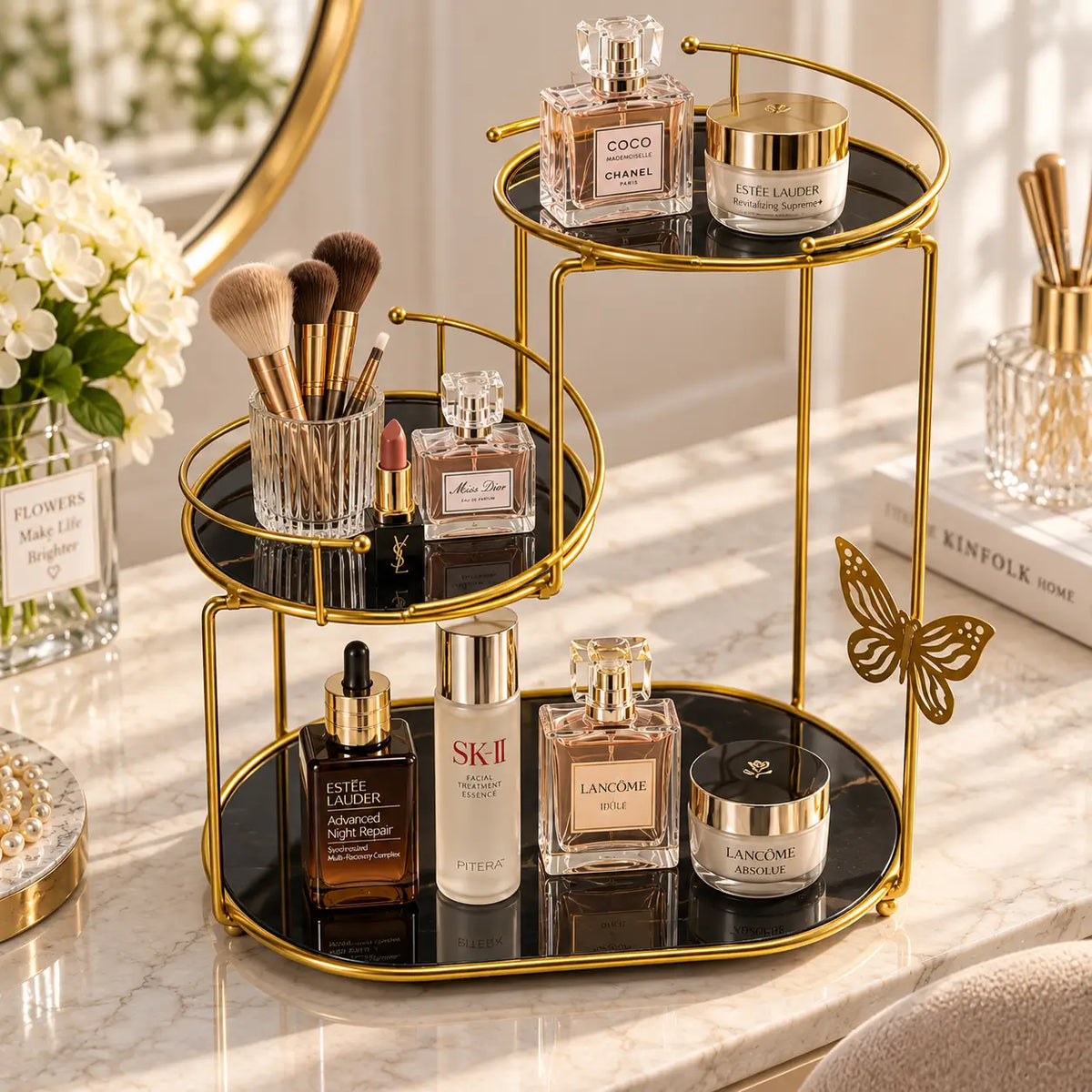 Elegant Butterfly Metal Makeup Organizer