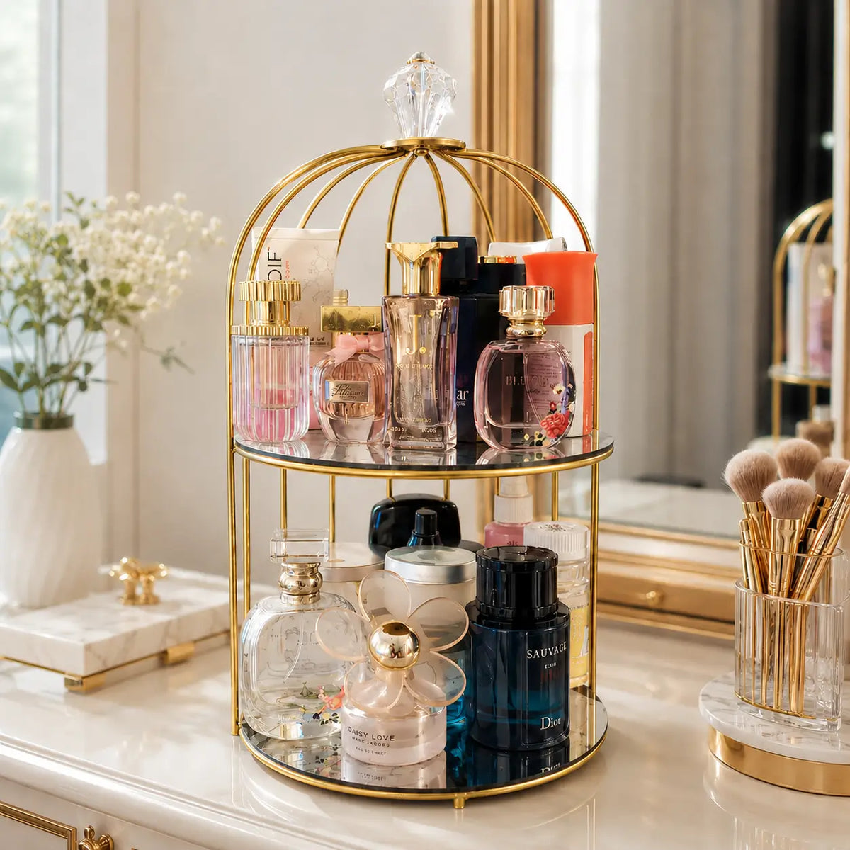 2-Tier Bird Cage Cosmetic Organizer